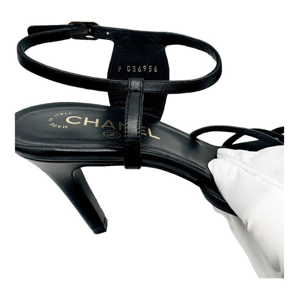 Chanel CC Logo Lambskin Slingback Sandal Heels - Picture 11 of 13